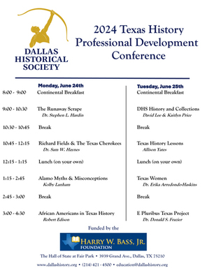 2024 Texas History PD Conference Schedule at the H